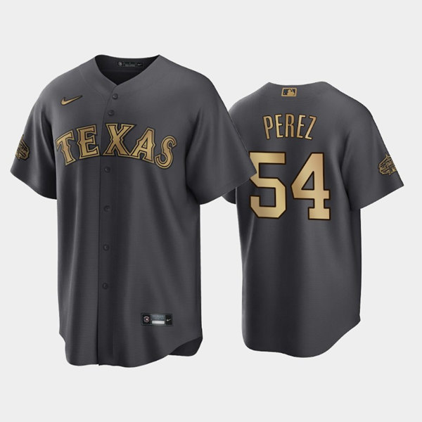 Men's Texas Rangers #54 Martin Perez 2022 All-Star Charcoal Cool Base Stitched Baseball Jersey